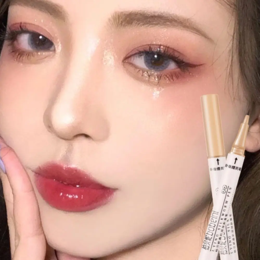 Pearlescent Glitter Eyeshadow Pen Waterproof Double Ended Eyeliner Pen Brighten Shiny Eyelids Lying Silkworm Pencil Eye Makeup