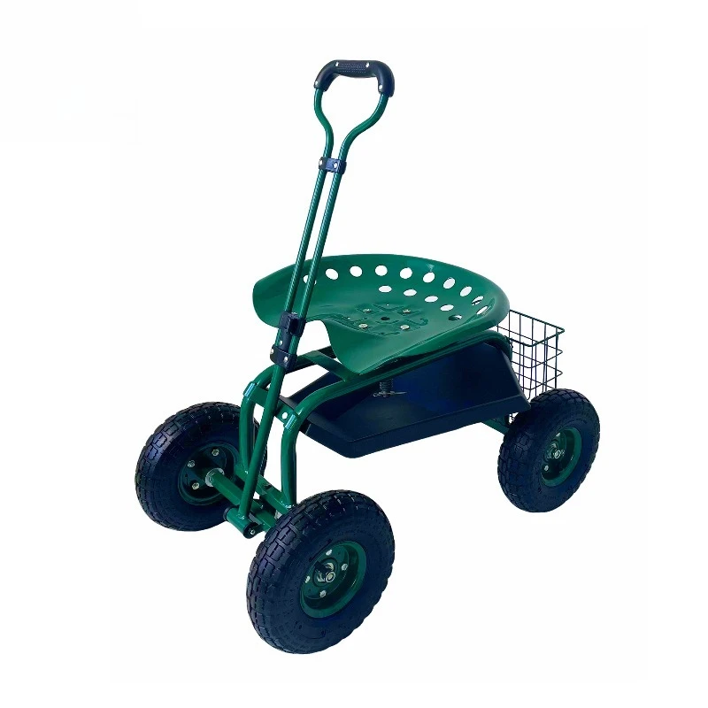 Garden seat car, retractable handle, rotating seat, lifting adjustment