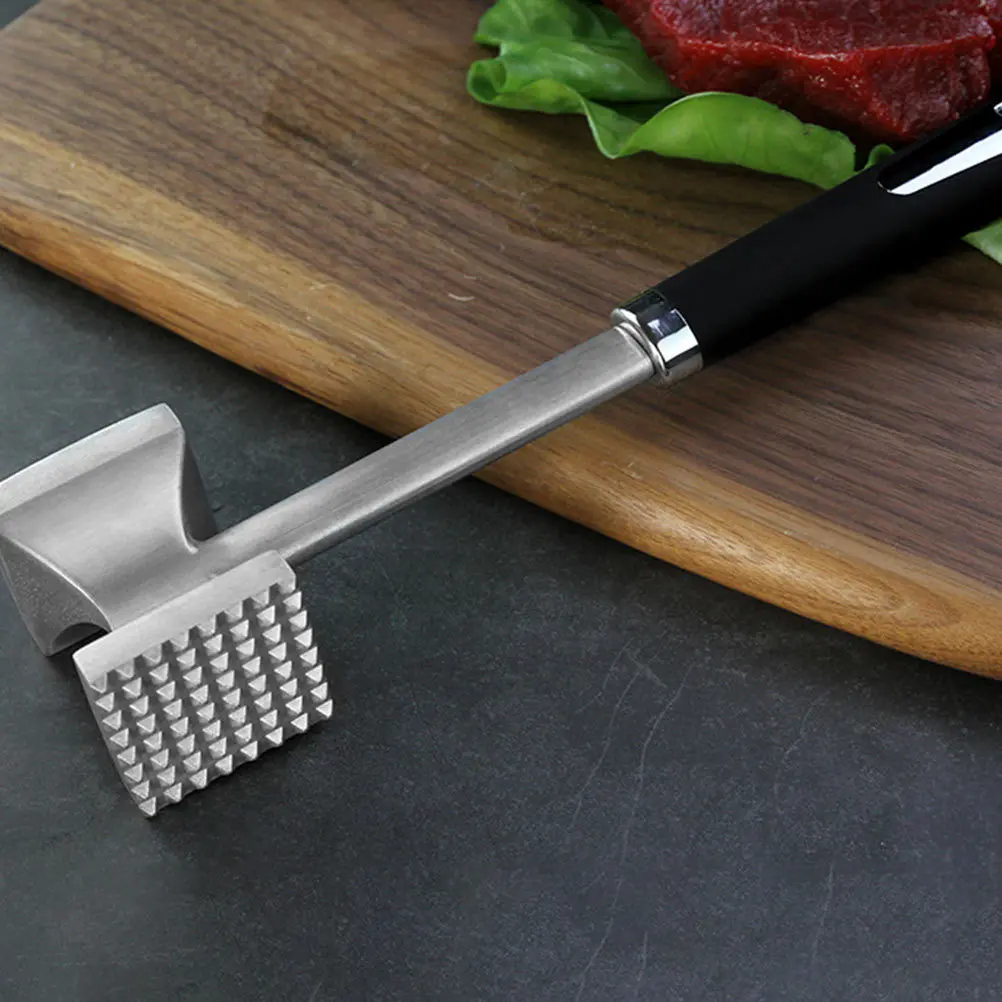 

1Pcs Meat Pounding Mallet Strong Metal Construction Efficient Flesh Tenderizer Without Shredding Black Compact Storage Design