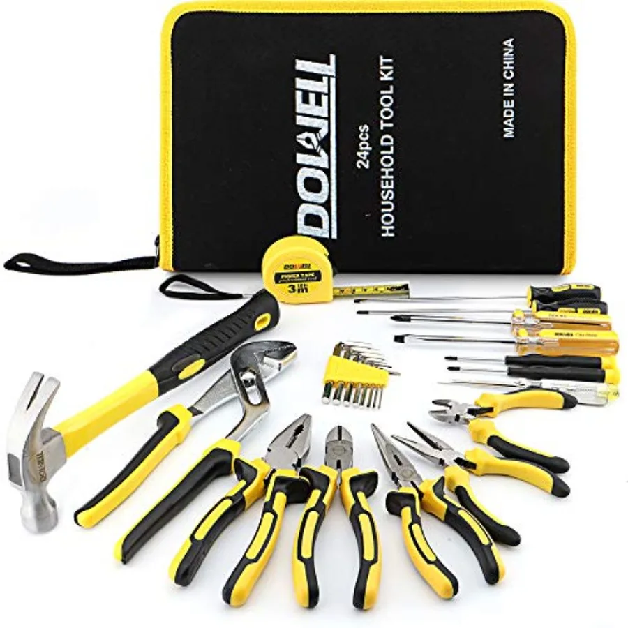 

【Spot goods】24 Pieces Homeowner Tool Set Home Repair Hand Tool Kit with Portable Tool Bag
