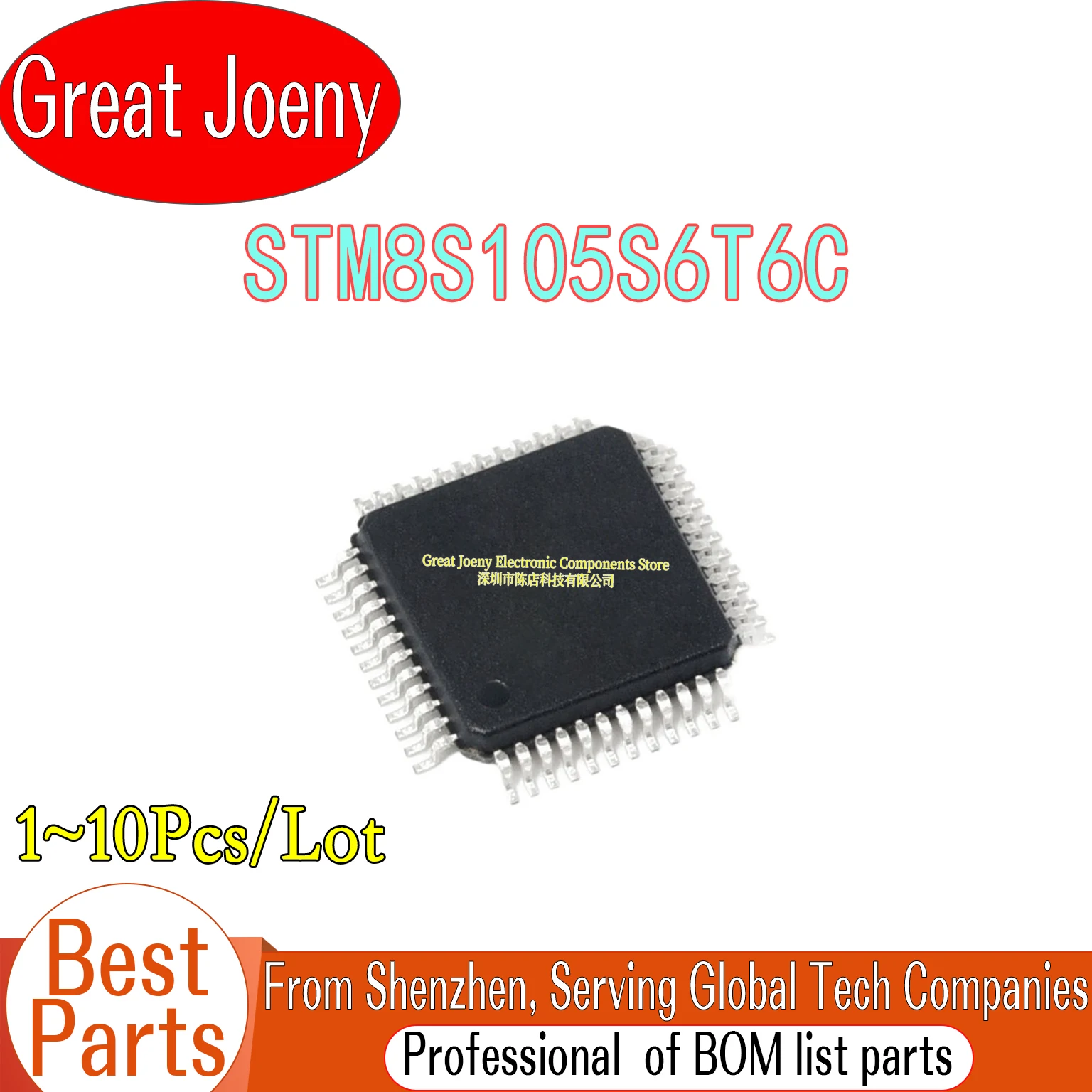 

(1-10 Piece)100% New STM8S105 STM8S105S6T6C STM8S105S6T6 IC MCU Chipset LQFP-44