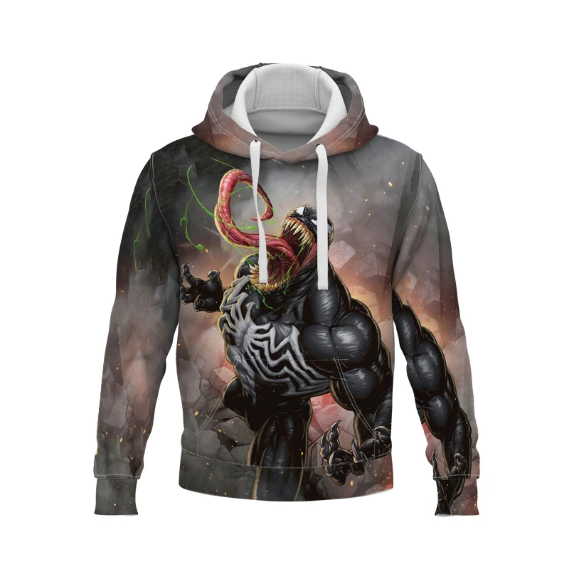 Homens e mulheres Miniso Venom Cartoon Anime Hoodies, moletons extragrandes, roupas de pulôver infantil, Streetwear 3D Print, moda