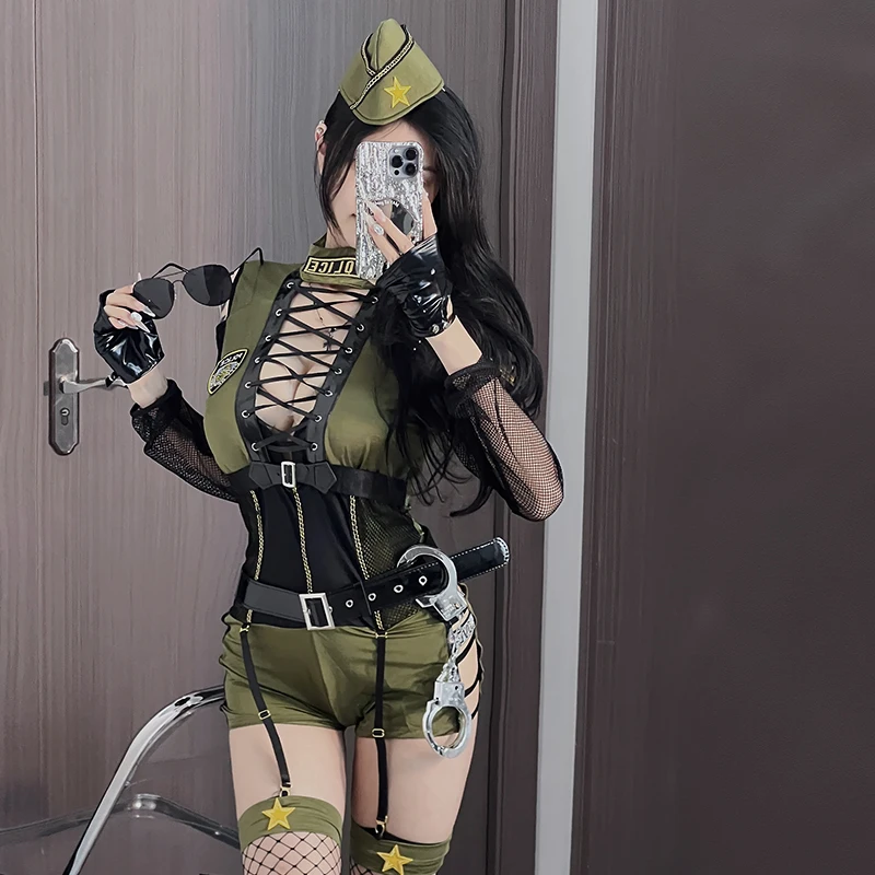 Sexy Politie orm Kostuum Set Halloween Bar Stage Performance Outfit Trendy Air Steward Kostuum Dames Faion