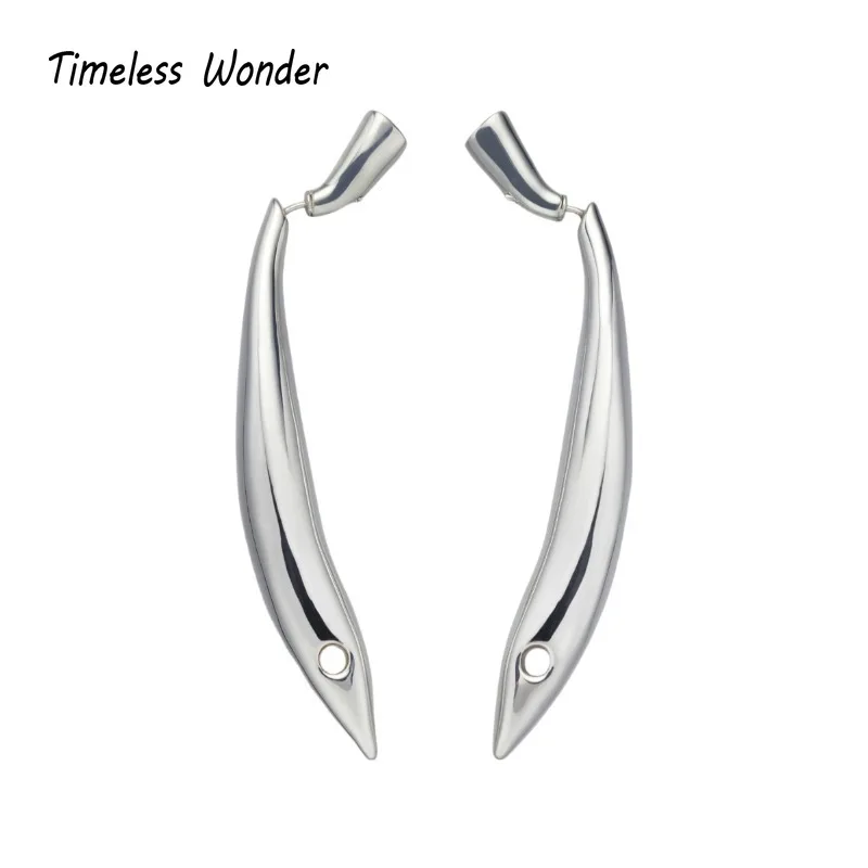 

Timeless Wonder Fancy Geo Horn Stud Earrings for Women Designer Jewelry Luxury Brand Rare Top Runway Cute Art Deco 3368