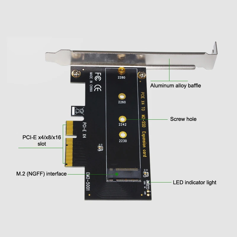 

1 шт. адаптер для удлинения твердотельного накопителя PCI-Express на M.2 PCIE X1 X4 на карту преобразователя M.2 NVME для 2230 2242 2260 2280 SSD