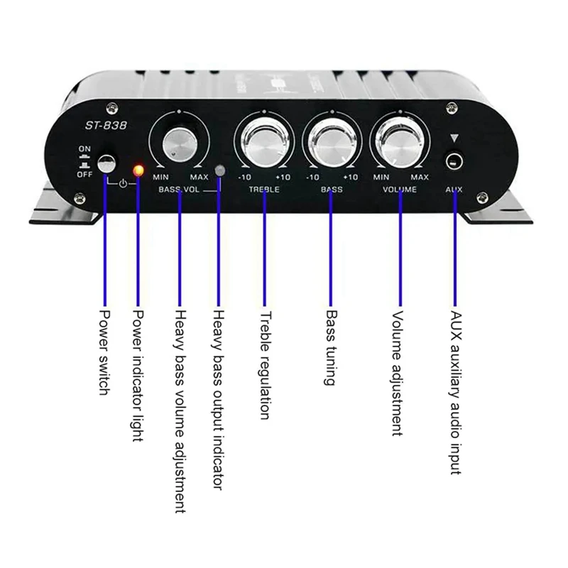B37B-ST-838 Audio Amplifier Black Mini Amplifier Hifi Audio Amplifier Fm Radio Mini Hifi Audio Power Amplifier