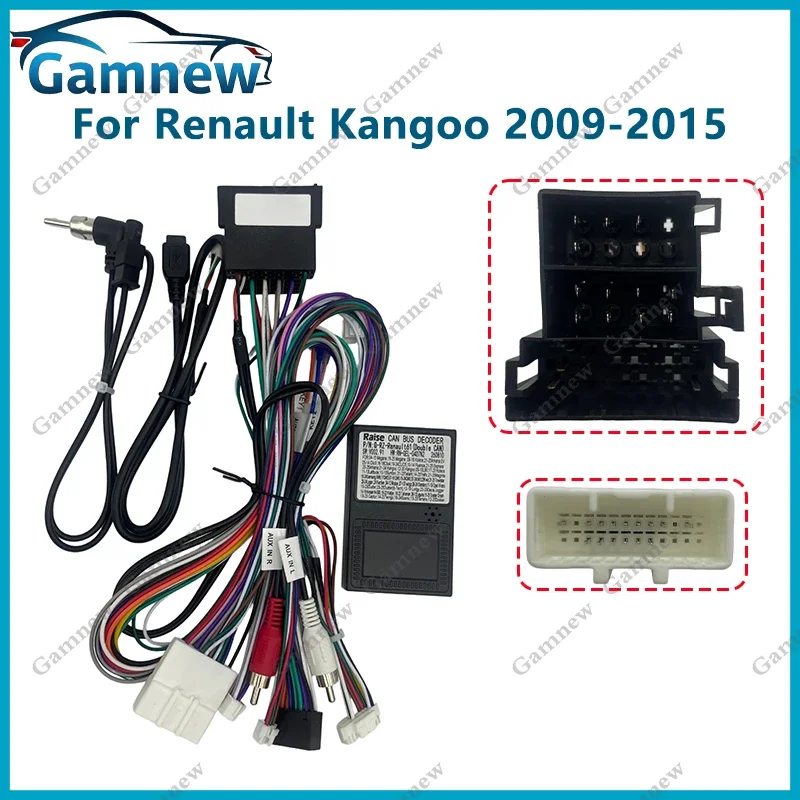 Car Audio Android 16PIN Power Cable Adapter Canbus Box For Renault Kangoo Clio 3 2009-2015
