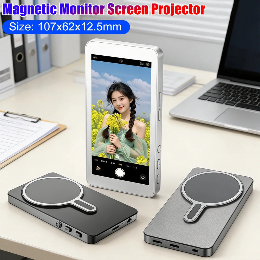 Magnetic Phone Vlog Selfie Monitor Screen Wireless Selfie Monitor Screen Rear Camera Monitor Screen for Android for iPhone