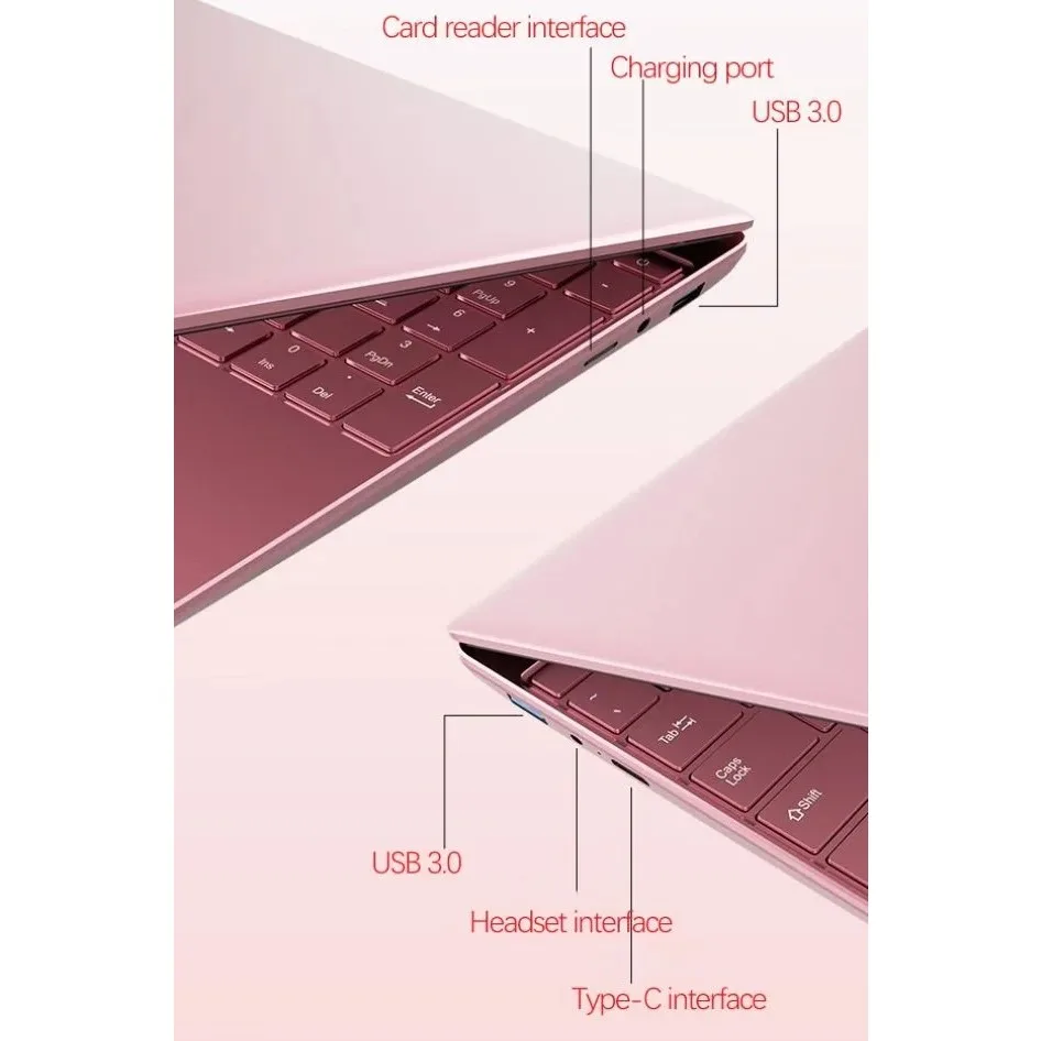 Fabrikanten Roze 15,6 inch N95 11e generatie 4 Core 4 Thread 16G DDR4 32GB Windows 11 Computer Student Onderwijs Laptop