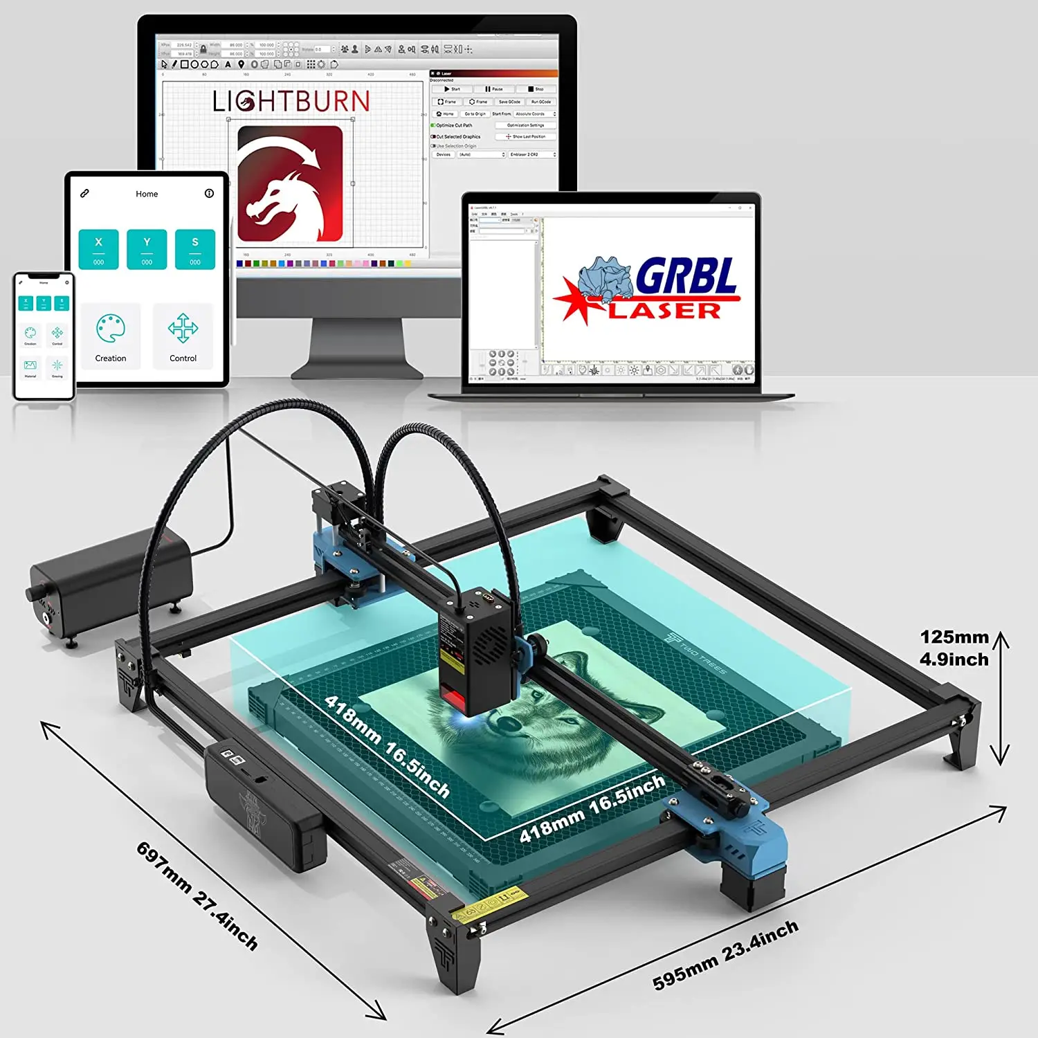 Imagem -06 - Pro Máquina de Gravação a Laser Gravador a Laser de Madeira Máquinas de Corte Esp32 Controle Mestre Múltiplos Materiais Diy Twotrees-tts20