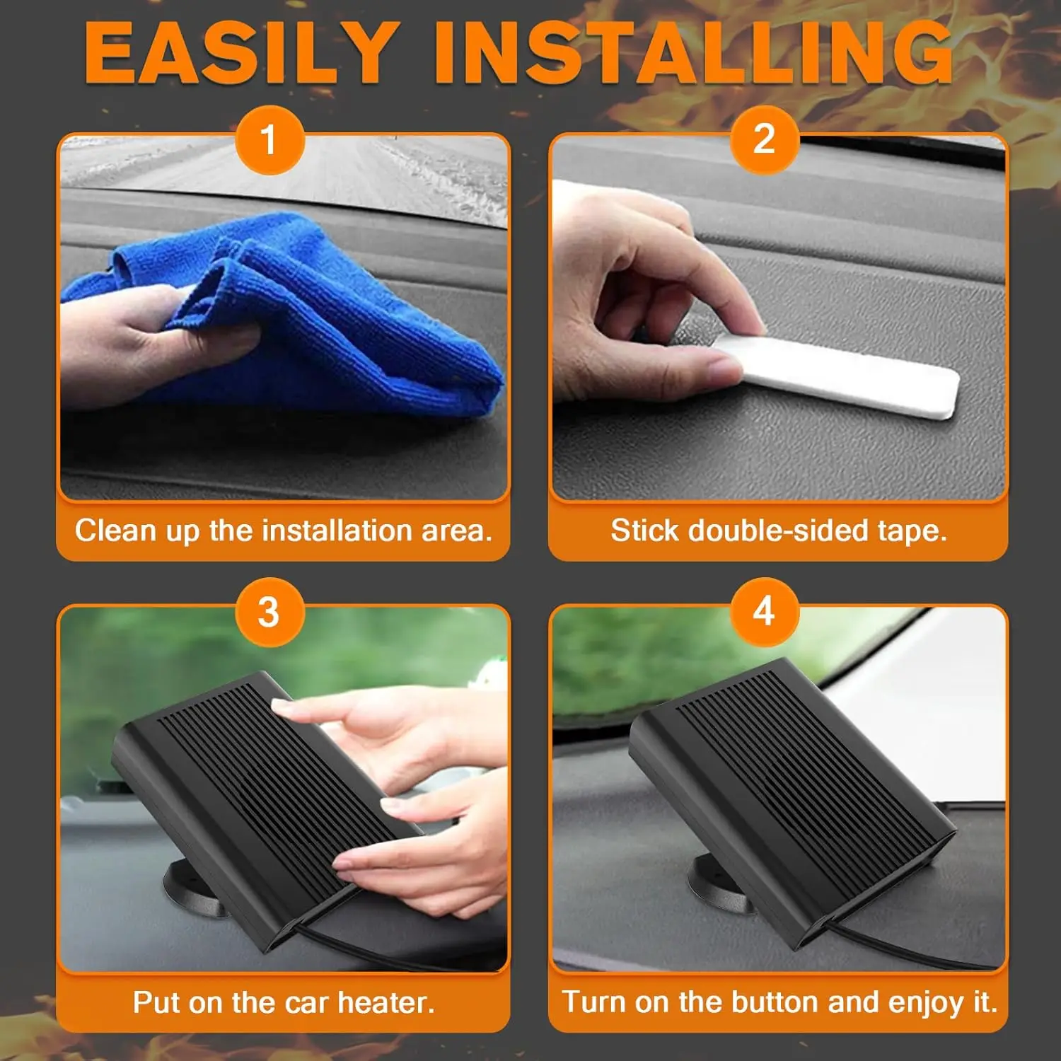 2026 New Portable Car Heater 12V 150W Fast Heating Defroster for Cars