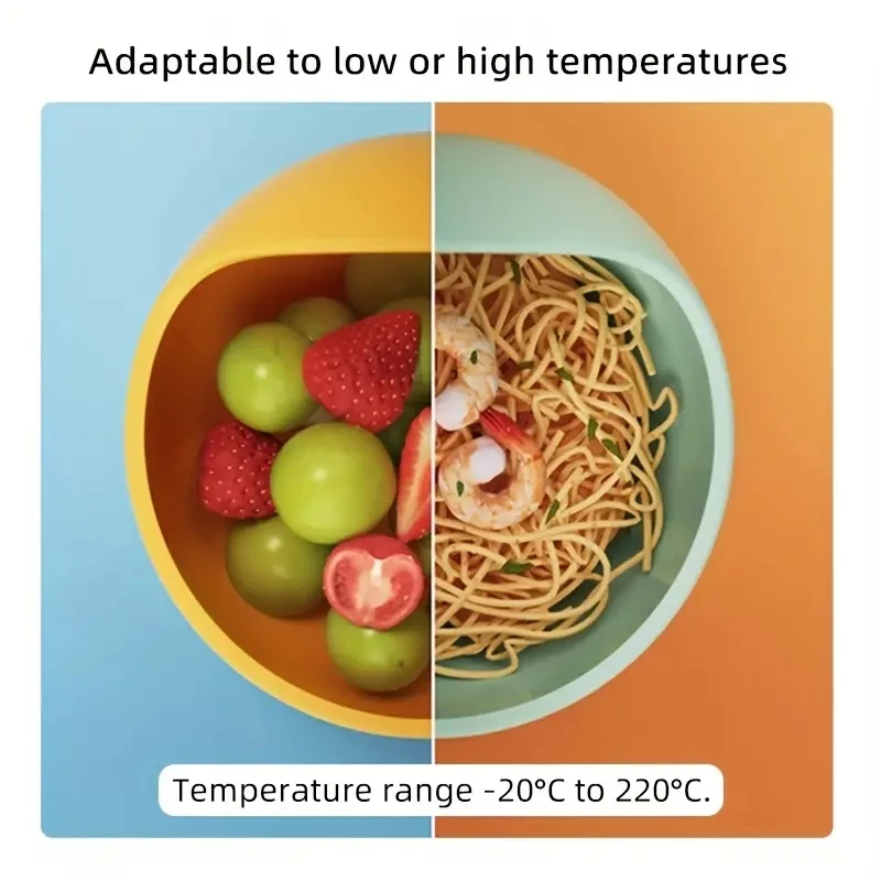 2 Pcs Baby Silicone Bowl Food-grade Silicone Suction Cup Children's Bowl Wooden Handle Spoon Set Anti-skid Kids Dishes BPA Free