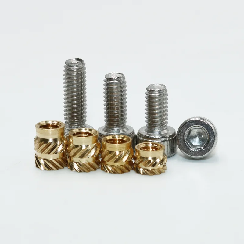 Brass Heat Set Insert Nut and 304 Stainless Steel Hex Socket Cap Head Screw Knurled Threaded Inserts 3d Print Embed Copper Nuts