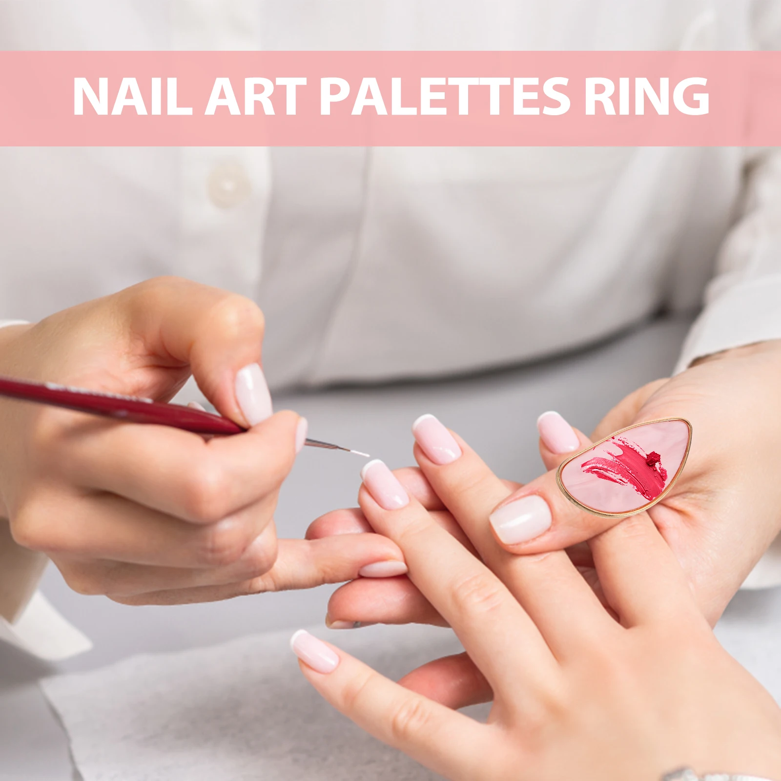 

6pcs Nail Art Ring Resin Nail Color Mixing Trays Manicure Pallet Blending Pigments Lipsticks Foundation Ring Design