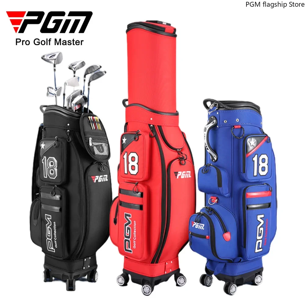 PGM Golf Bag Men's Aviation Bag Four-wheel Flat Push Telescopic Bag Waterproof QB097