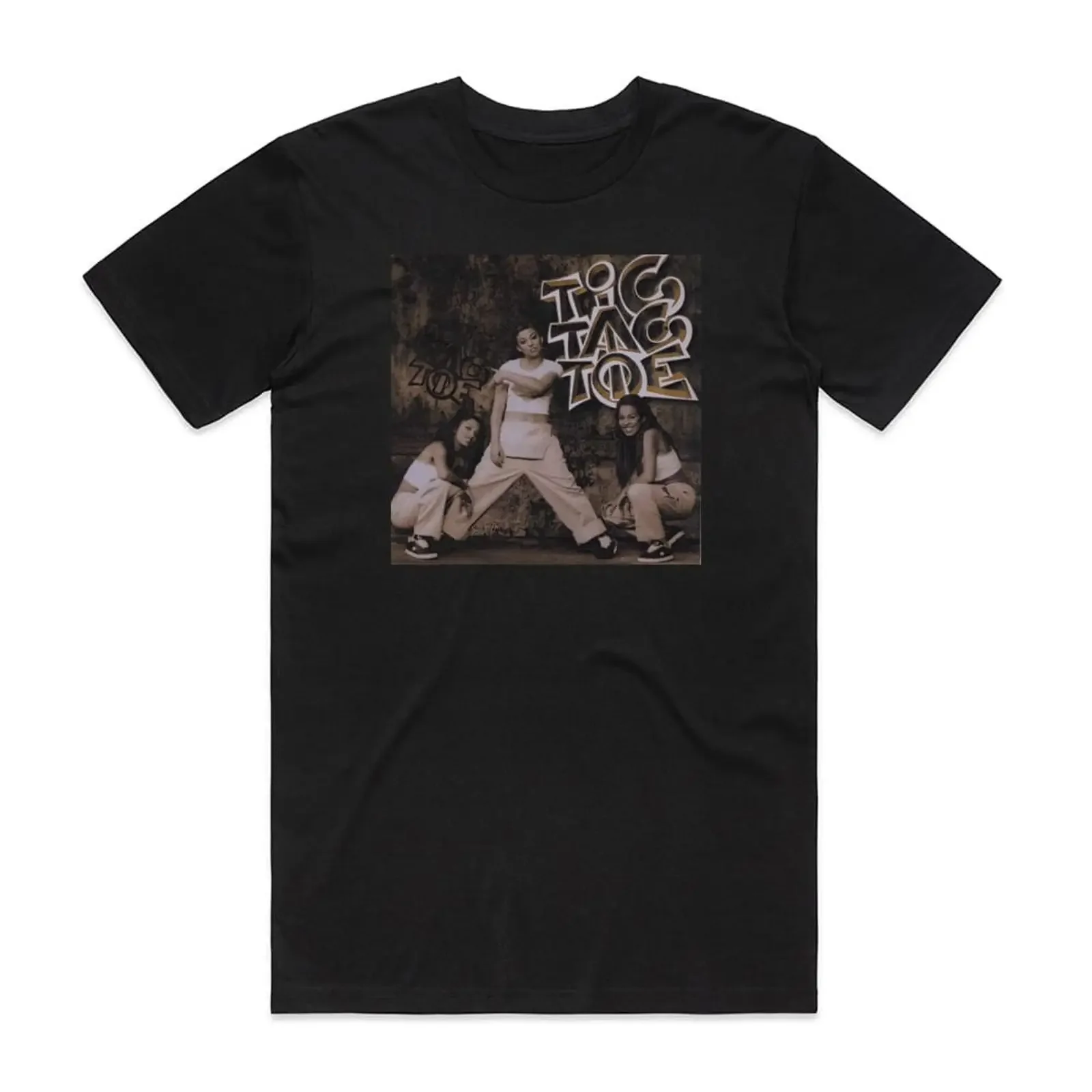 Tic Tac Toe Album Cover T-Shirt Schwarz Vintage Washed Streetwear Designer-Kleidung Weiche Unisex-Kleidung Leicht vielseitig einsetzbar mit Grafik