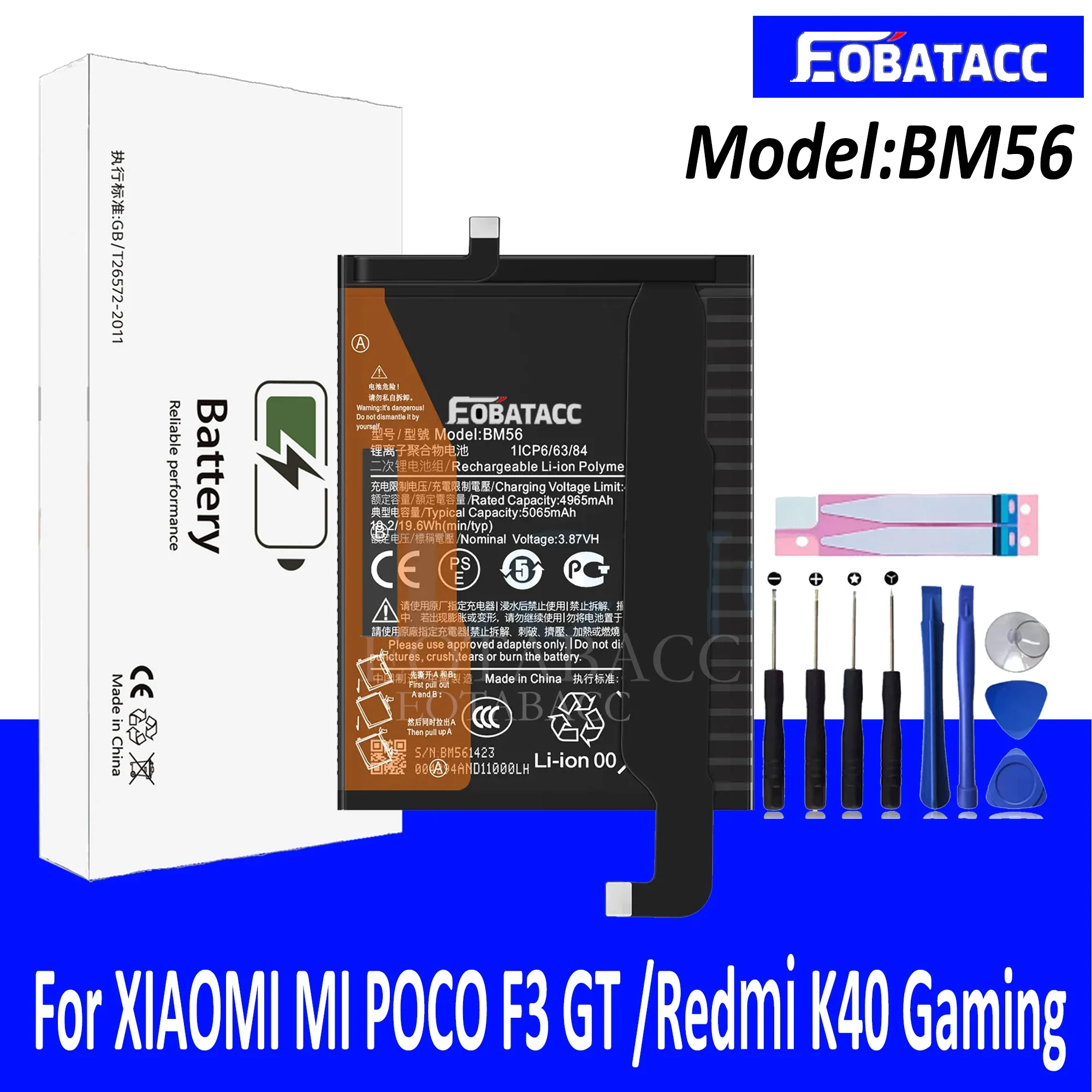 

EOTABACC High Quality 100% Original Battery BM56 For XIAOMI POCO F3 GT/Redmi K40 Phone Battery+Tools