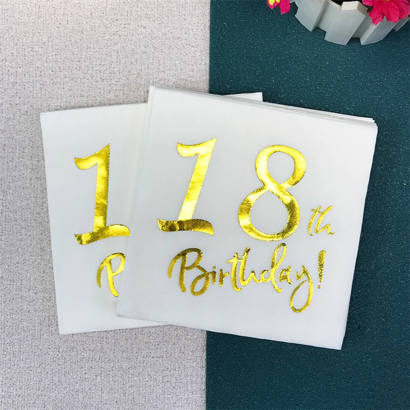 10Pcs Gold 18th 30th 40th 50th 60th Birthday Napkins Adult Birthday Party 30 40 Year Anniversary Tableware Tissue Table Supplies