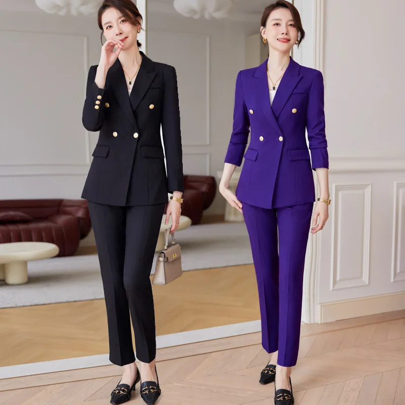 

Black Suit Jacket Women's Mid-Length Spring and Autumn Temperament Goddess Style Slim Fit Professional Dress Suit Suit Overalls