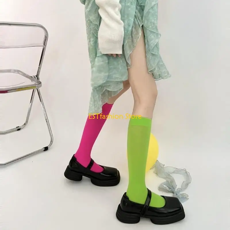y5gc-красочные-носки-телят-velvets-колена-высокие-чулки-Легкие-дышащие-коленные-носки-Студенты-Девочки-Средняя-Труба-Носки