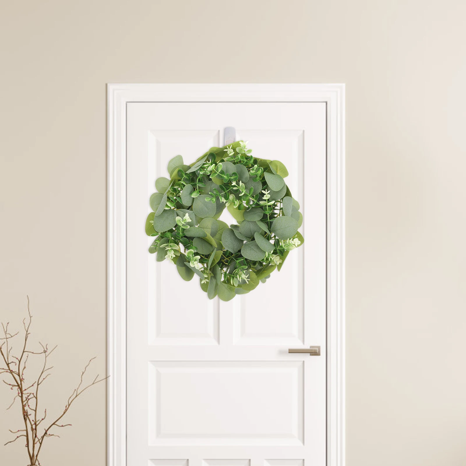 

Premium Plastic Simulation Eucalyptus Leaf Wreath Green Home Decor Door Wall Party Adornment Welcome Garland Front Yard