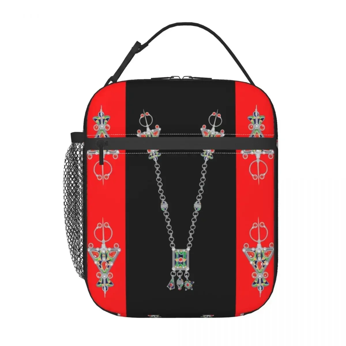 Kabyle Jewelry Insulated Lunch Bag for Camping Travel Amazigh Carpet Berber Leakproof Thermal Cooler Bento Box Women Kids