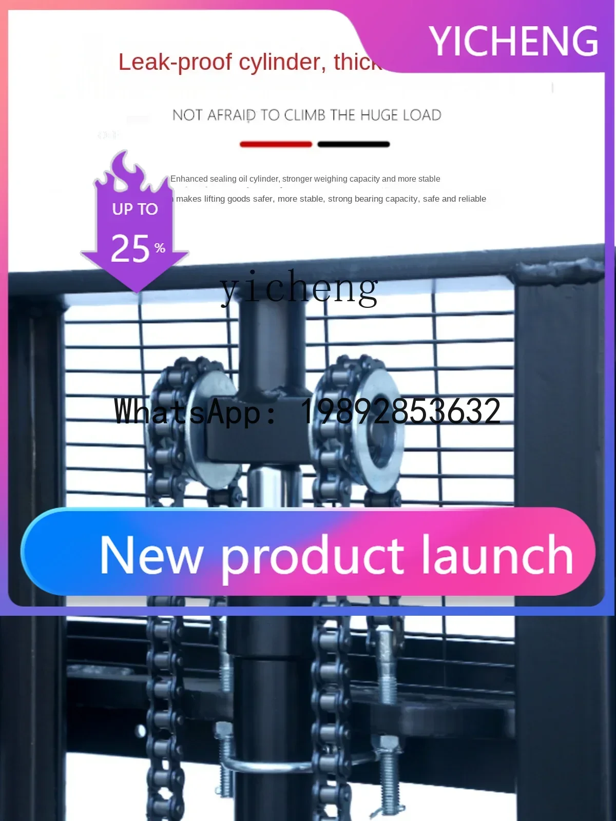 b11Forklift Hangfork Electric Stacker 2 Tons Small Hydraulic Car 1 Ton Automatic Lift Truck Loader