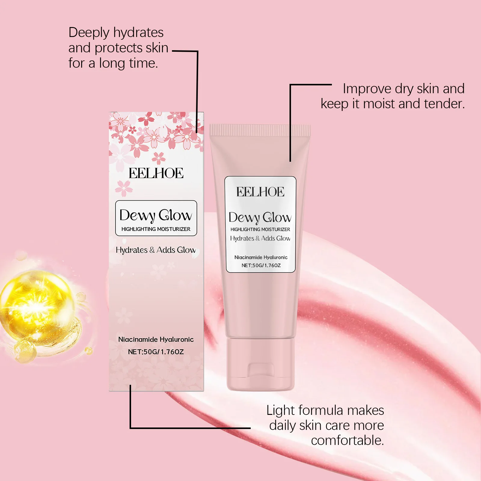 Eelhoe Niacinamide Facial Moisturizing Cream Nourish Dry Lifting Firming Improve Elasticity Fade Fine Lines Face Brighten Cream