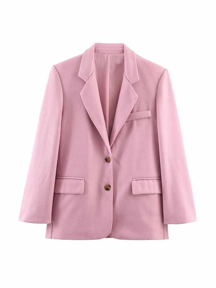 

Модный женский весенний пиджак HH: свободный крой, длинные рукава, отложной воротник, однобортный, с декоративными карманами, повседневный, универсальный