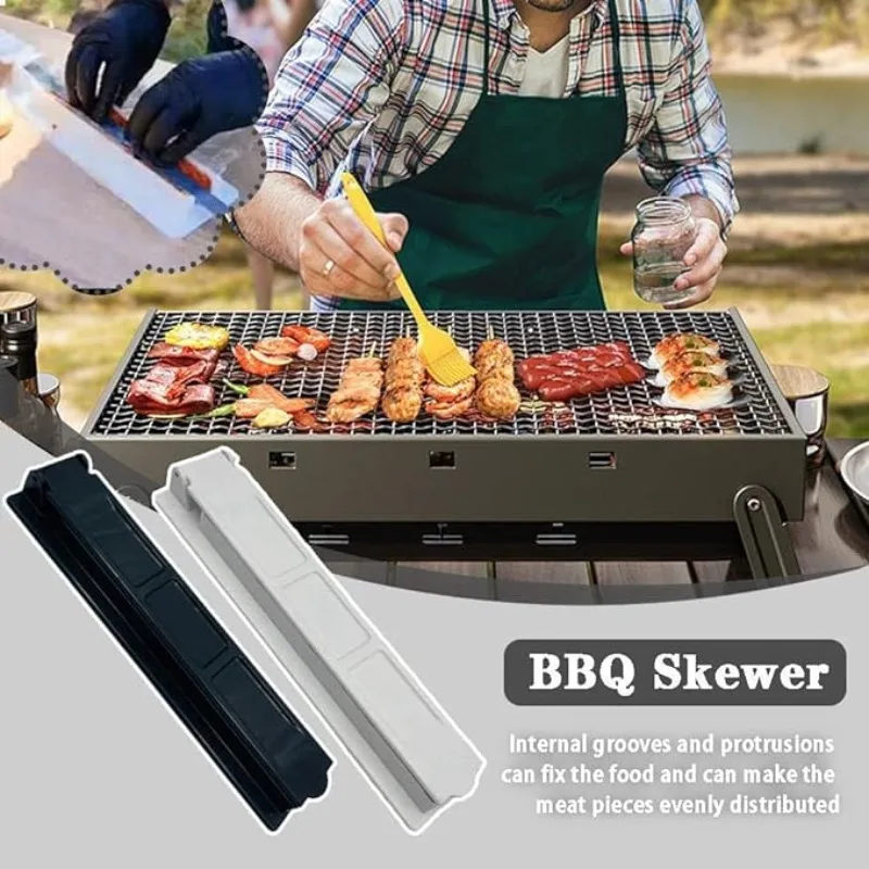 Picnic Set Tupperware Barbecue Skewer with Stainless Steel Wooden Handle Flat Grill Tag Storage Bag Camping Accessory CookSupply