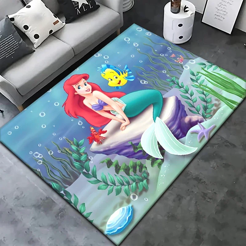 The Little Mermaid HD PrintedCarpet Rug for Living Room Bedroom Decoration Picnic Camp Kitchen Carpet Crawling Carpet