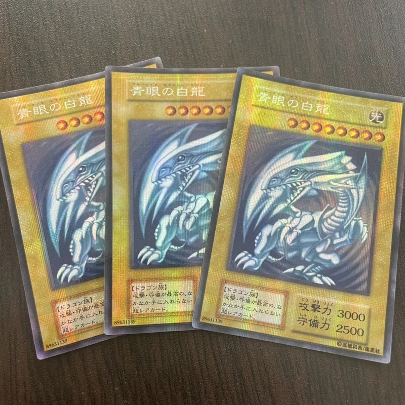 Yu-Gi-Oh Flash Card Egyptian God Blue-Eyes White Dragon Diy 3 Sheets Secret Rare-Ser Action Toy Figure Anime Game Collection