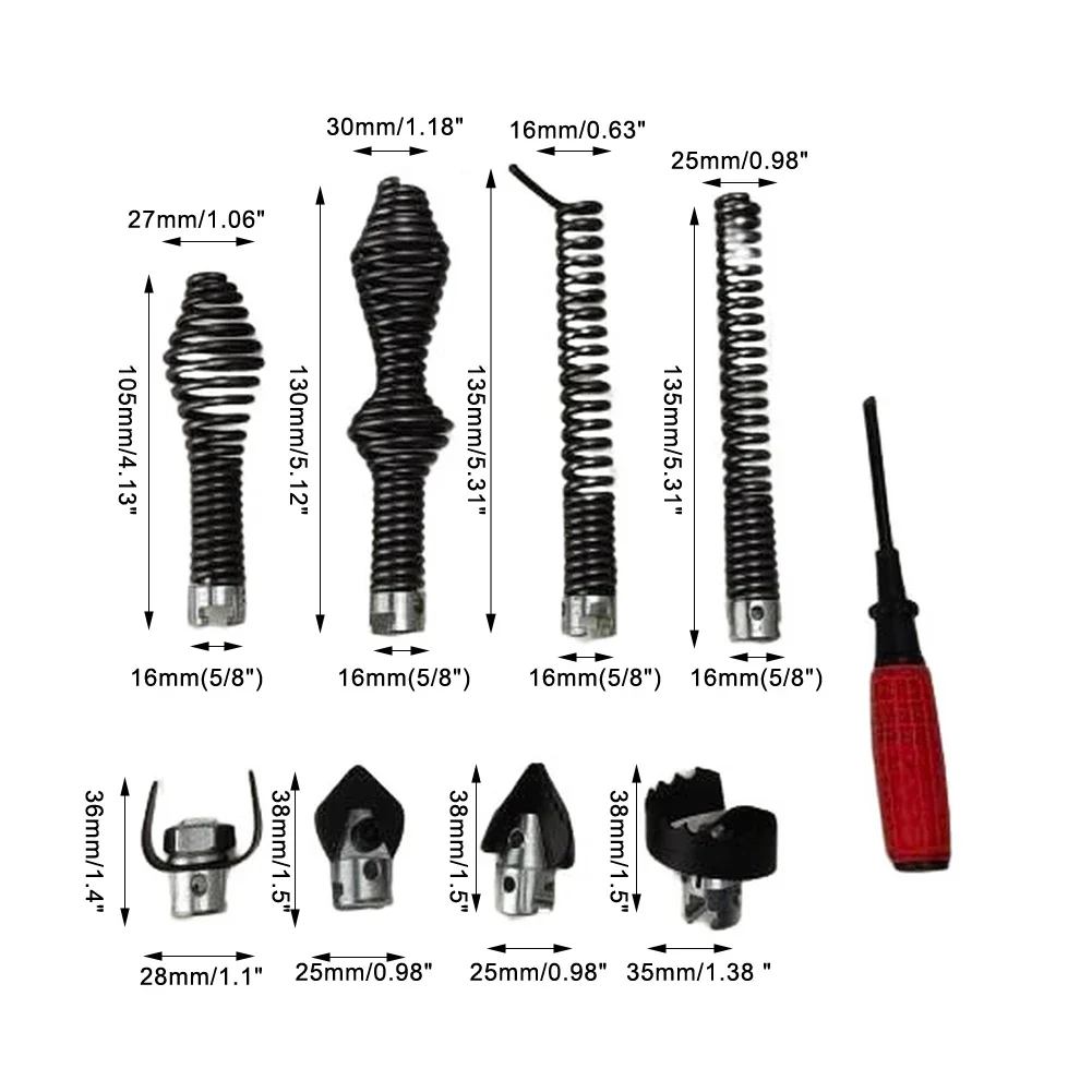 9-Piece Pipe Cleaner Cutter Accessories, Drain Cleaner Cutter Set For Ridgid C8 With 5/8" Shank Tools