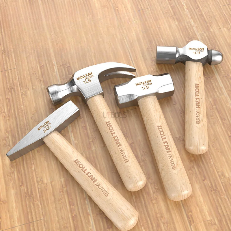 Multi Functional Sheep Horn Hammer Ball-peen Hammer Short Stemmed Solid Wood Machinist Hammer Household Knock Nail Nipping Tools