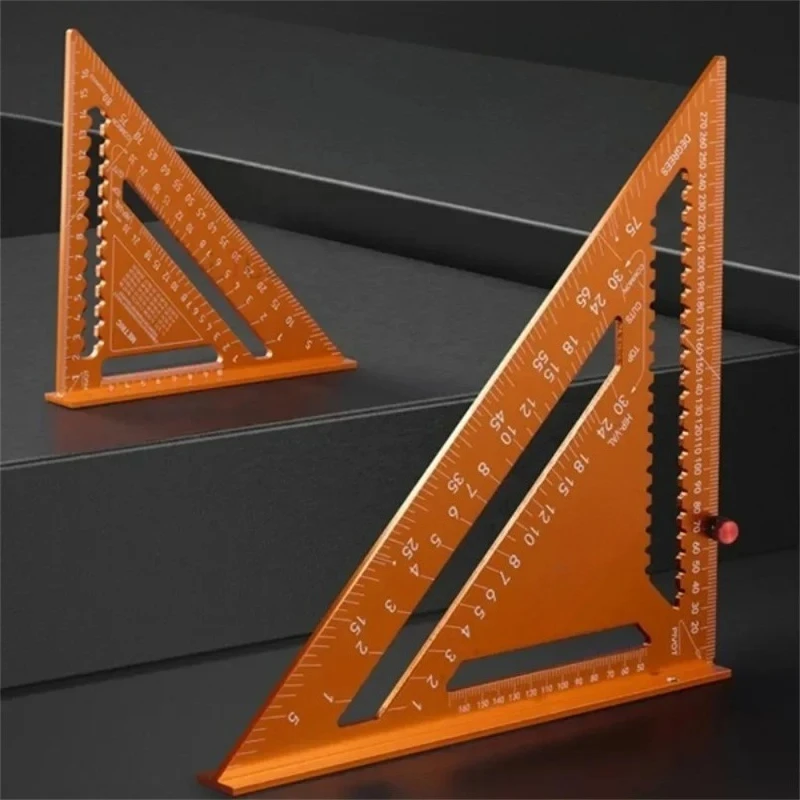 Multi functional thickened woodworking square 45 degree triangle board, aluminum alloy measuring ruler measurement layout