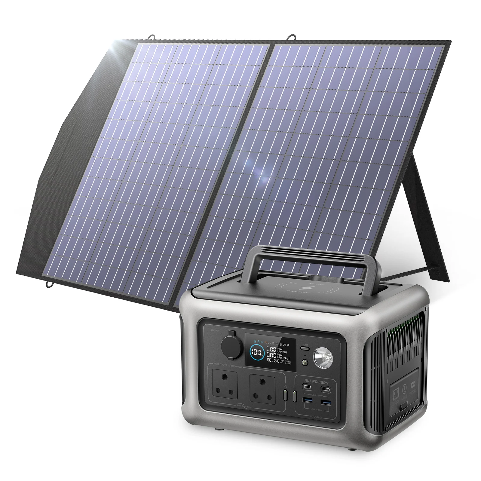 ALLPOWERS R600 Rechargeable Backup Power Lifepo4 Battery Emergency Solar Generator 600W Portable Power Station