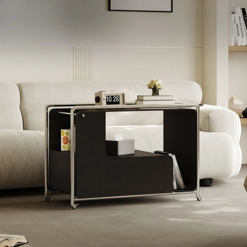 Italian minimalist movable side table, living room 2025 new trolley sofa side cabinet