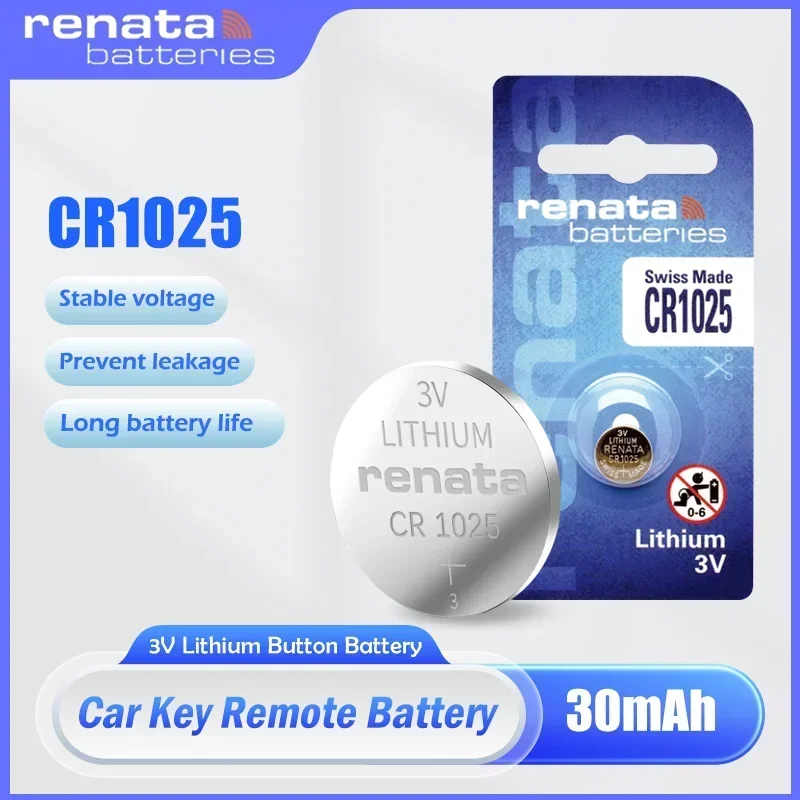 1-3PCS RENATA CR1025 CR 1025 3V Lithium Battery KL1025 DL1025 BR1025 For Car Key Watch Remote Control Clock Button Coin Cell