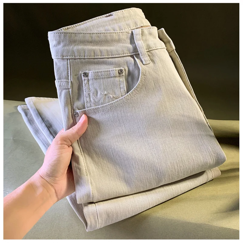 

Свободные прямые джинсы мужские, осенний тренд 202, универсальные, повседневные, удобные, модные высококачественные мужские брюки в корейском стиле