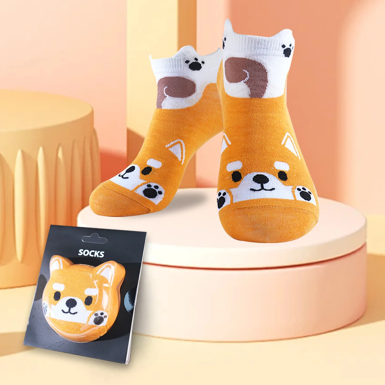 زوج واحد من الجوارب الرجالية القصيرة، مناسبة لكل من الرجال والنساء، جوارب صندوق هدايا للكلاب على شكل حيوانات ملونة وممتعة، طراز عصري أوروبي وأمريكي، هدية مبتكرة للحفلات، عيد الحب، عيد الميلاد، نمط الخريف والشتاء، طراز لطيف وممتع، طراز الجذاب