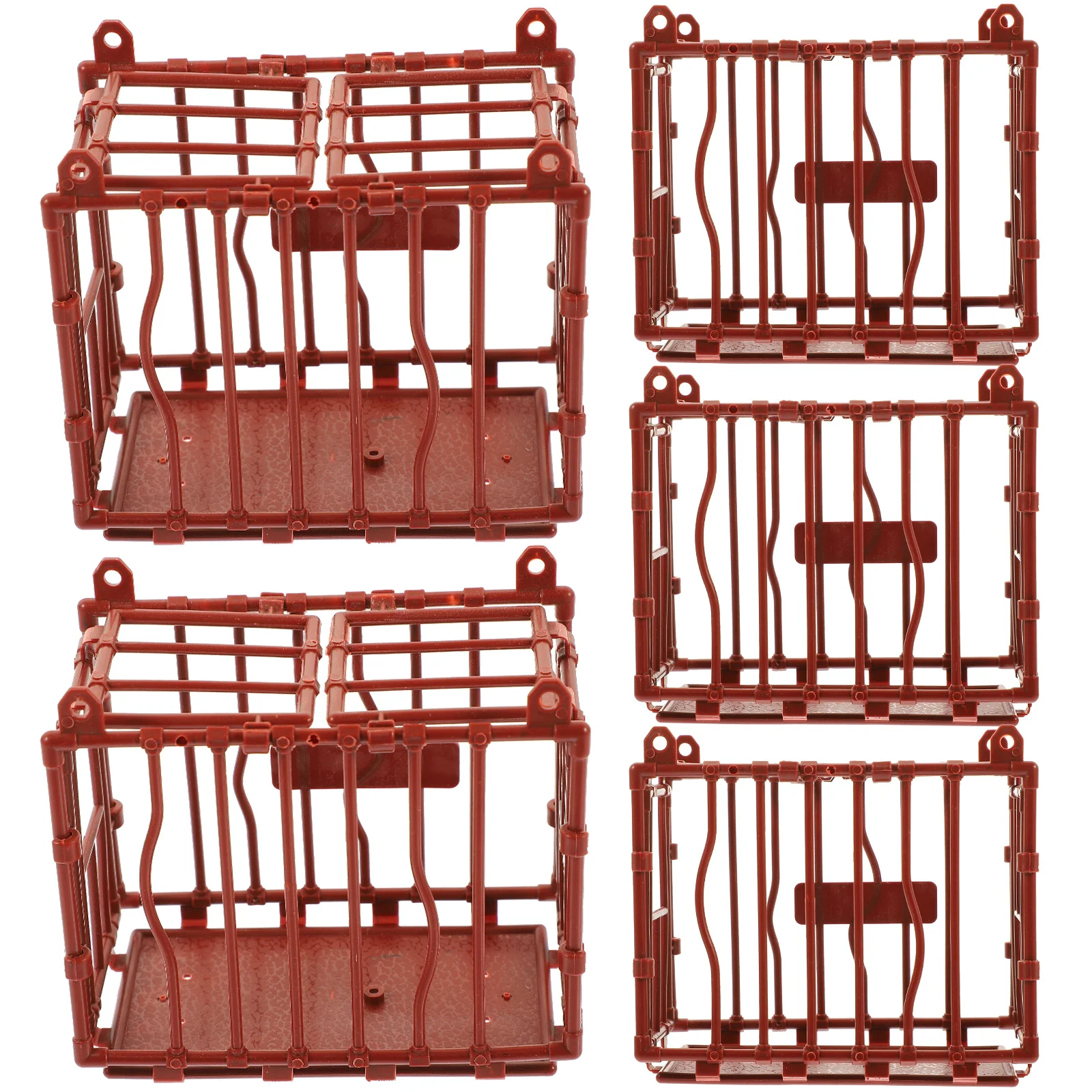 5 Pcs Toys Stable Small Pet Cage Mini DIY Tool Models Tiny Animal Sand Adornment Red Miniature Ornament