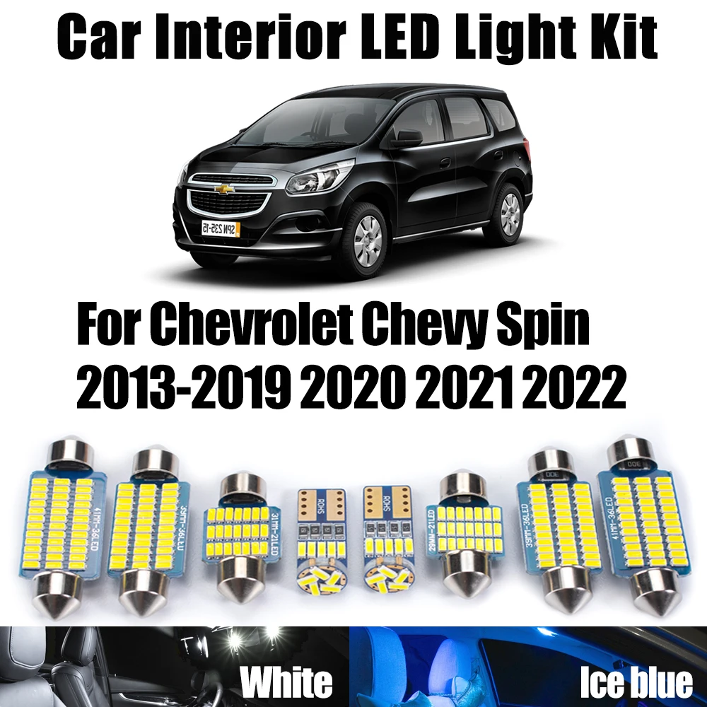 10Pcs Canbus For Chevrolet Chevy Spin 2013- 2019 2020 2021 2022 Vehicle LED Interior Map Dome Trunk License Plate Light Car Bulb