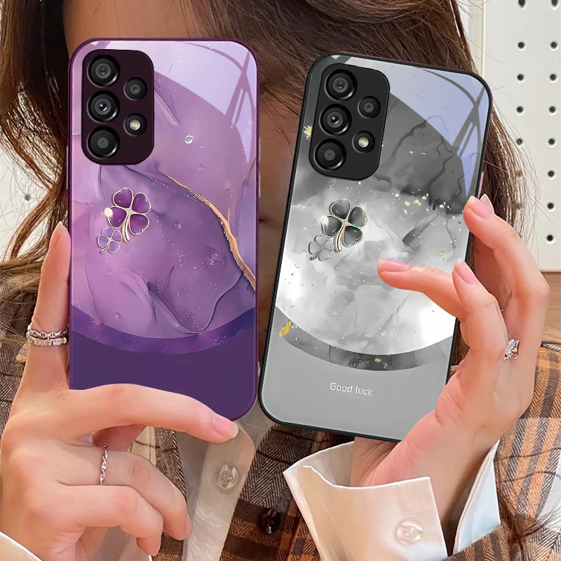 

Four Leaf Clover Gradient For Samsung Galaxy S10 4G S20 11E 30 S21 21Fe 22 S24 Pro S23 Ultra 5G S8 S9 Tempered Glass Phone Case