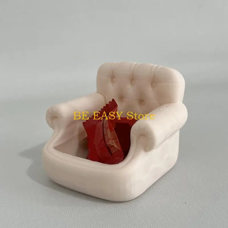 E28F Small Catchall Container for Nightstands and Entryway Use, 3D Printed Mini Sofa Chair Shape Jewelry Tray with Open Storage