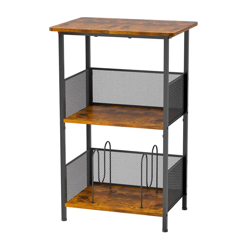

Industrial Iron and Wood Floor Black Vinyl Record Storage Rack Multi-layer LP Album Display Shelf Music Library Record Cabinet