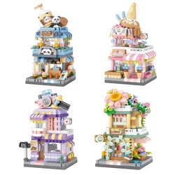 City Street View Building Block Set Mini DIY Ice Cream Coffee Flower Shop Model Building Ideal Toys for Home Decor