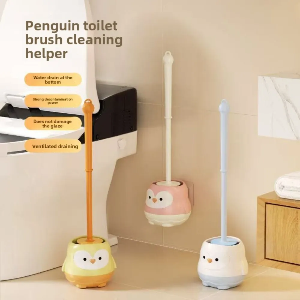 

Cute Penguin Bathroom Cleaning Brush with Long Handle for Household Use No Dead Angle Wash Cartoon Design Toilet Scrubber