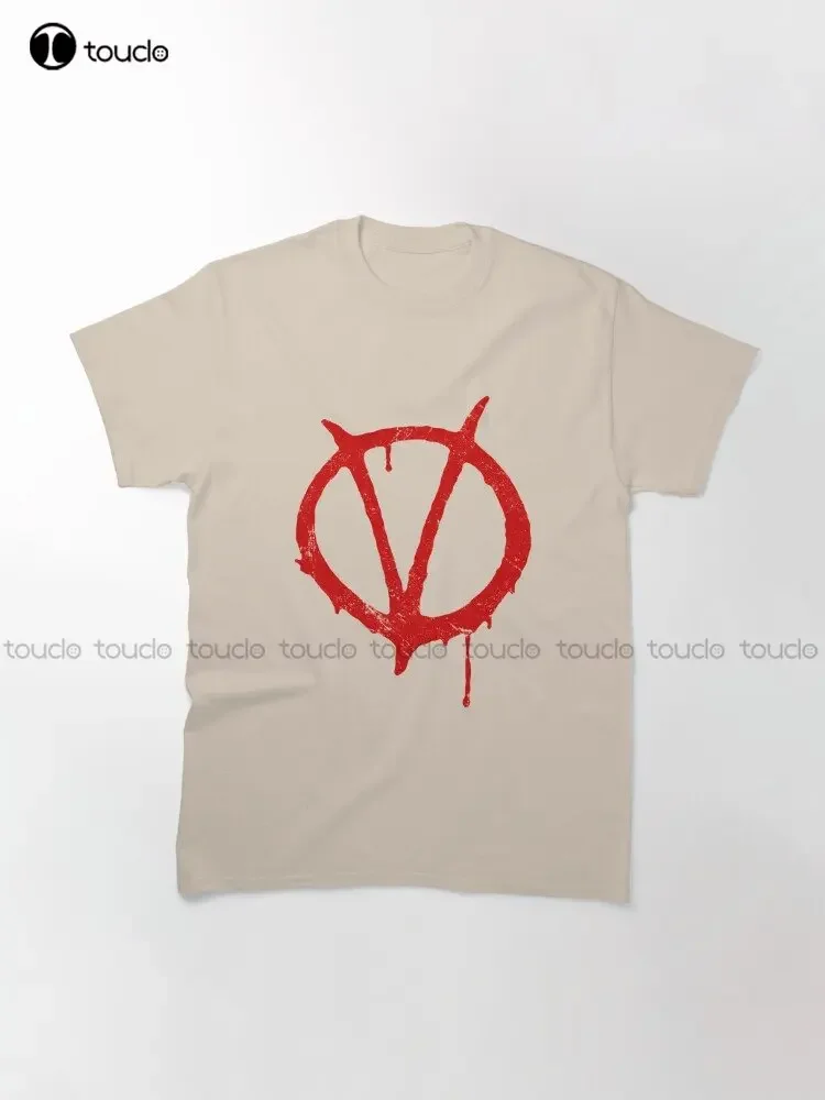 V For Vendetta Vintage Symbol Classic T-Shirt Custom Aldult Teen Unisex Digital Printing Tee Shirts Custom Gift Xs-5Xl Tshirt