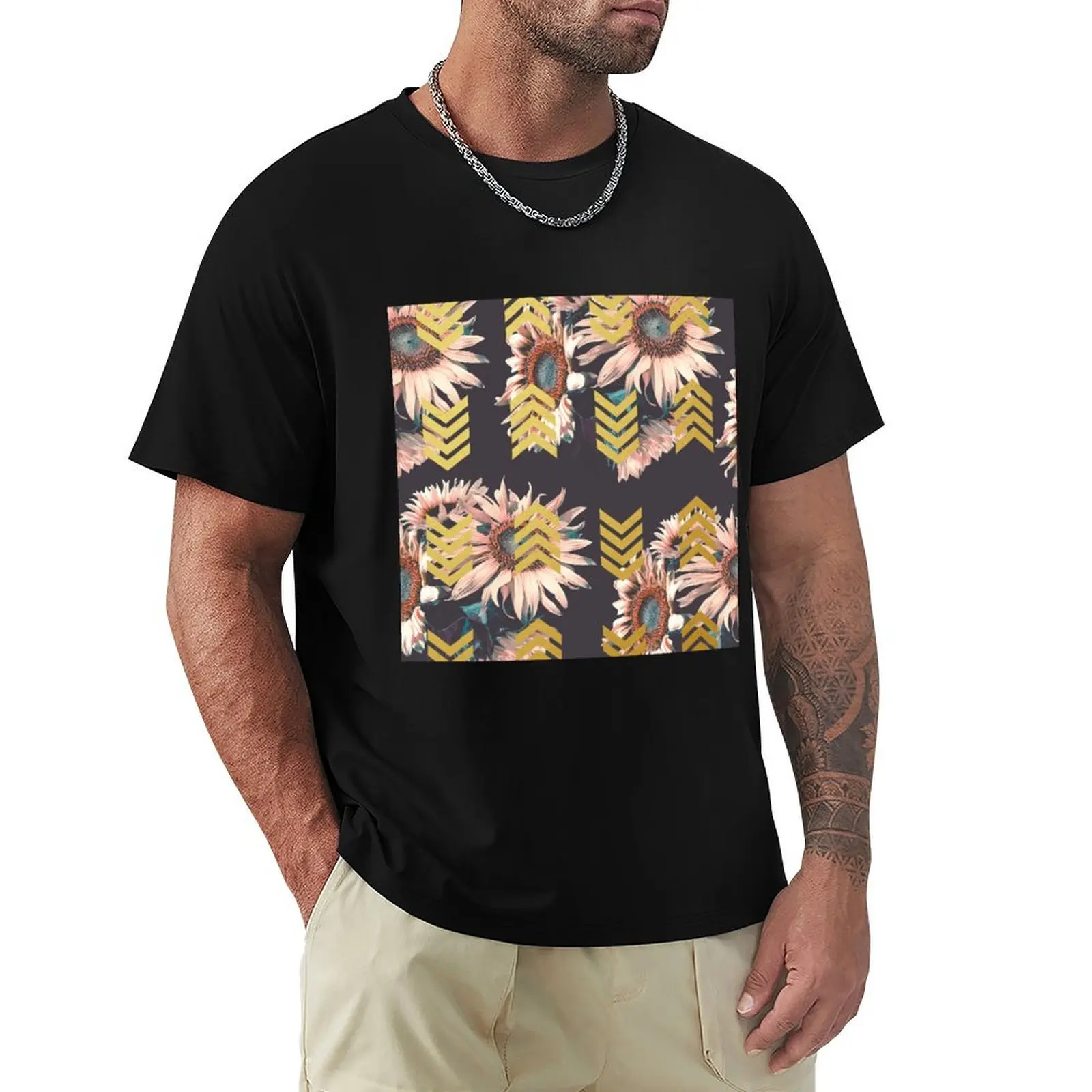 Gold sunflowers T-Shirt shirts graphic tees basketball graphic tees sublime compression shirt men