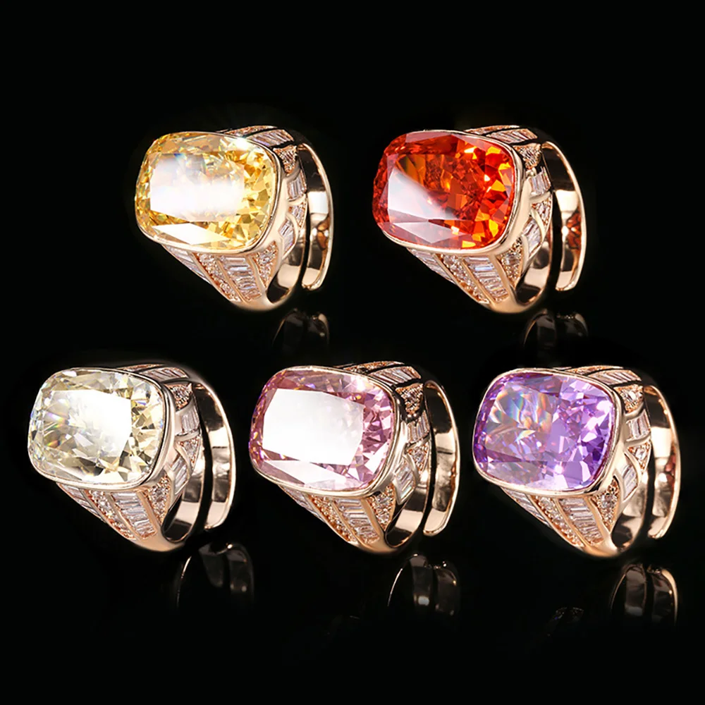2025 جديد فاخر 12*16 مللي متر روبي الوردي الكوارتز توباز جمشت خواتم مختبر الماس حفلة غرامة مجوهرات للنساء Famale اكسسوارات هدية #2